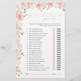 Lámina Bride Or Groom Guess Who Pink Bridal Shower Game