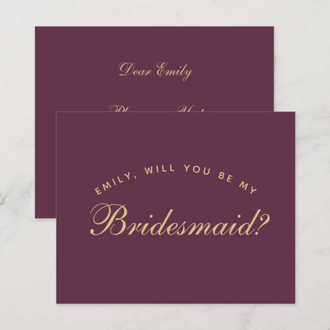 Lámina Bridesmaid Propuesta Presupuesto Color del vino Si (Anverso / Reverso)