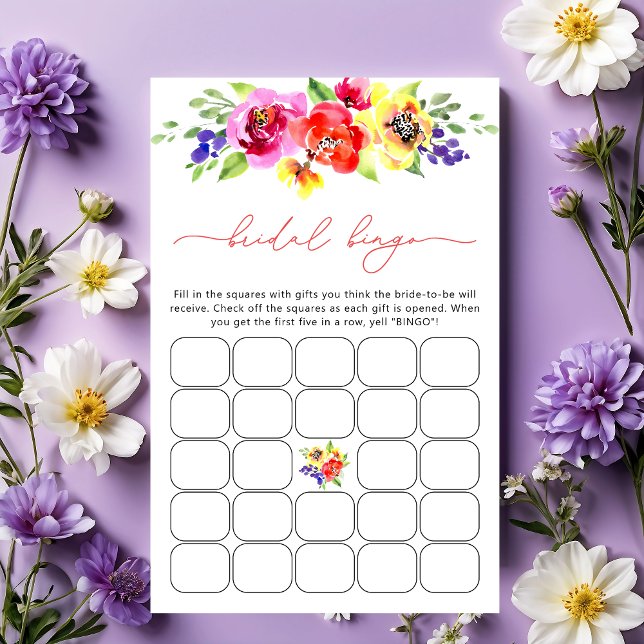 Lámina Bright Floral Bridal Shower Bingo Juego (Subido por el creador)