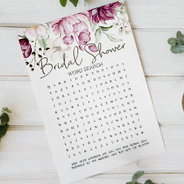 Lámina Brillante Shower Game Word Search Peonies Floral r