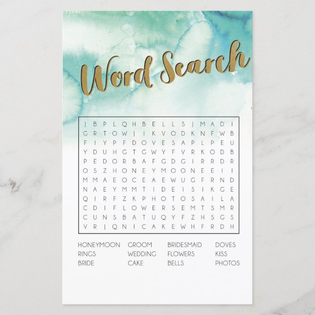 Lámina Brillantes Shower Games Word Search Game Blue Gold (Anverso)