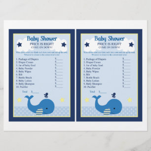 Lámina Brody Whale Nautical Price Game Baby Shower