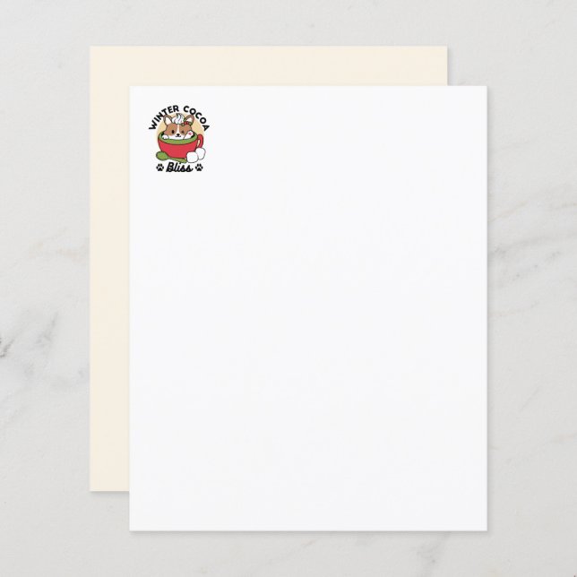 Lámina Bromas de cacao en invierno - Perro lindo en diseñ (Anverso / Reverso)