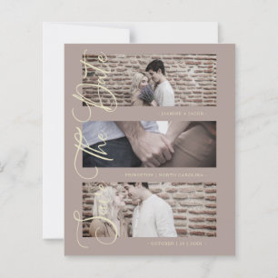 Lámina Brown Cheap Trendy Modern 3 Wedding Photos Collage