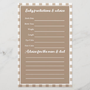 Lámina Brown Gingham Baby Shower Guessing Game
