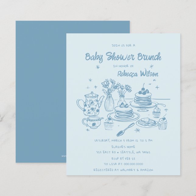 Lámina Brunch Baby Shower de Budget Blue Hand Drake Boy (Anverso / Reverso)