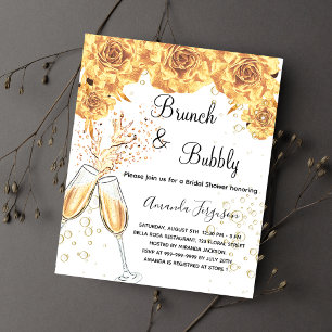 Lámina Brunch Bubbly Bridal Shower Invitación de oro