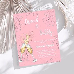 Lámina Brunch Bubbly Bridal Shower invitación rosa negro