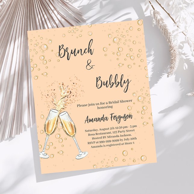 Lámina Brunch Bubbly Bridal Shower Peach (Subido por el creador)