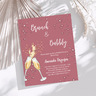 Lámina Brunch Bubbly Bridal Shower rosa invitación de oro
