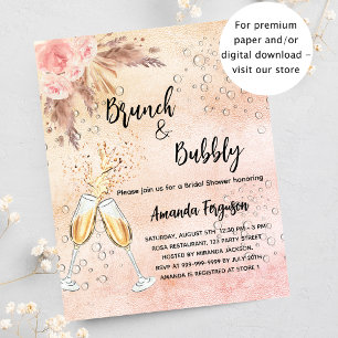 Lámina Brunch Bubbly rosa de novias pampas invitación de 