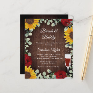 Lámina Brunch Bubbly Sunflowers Rosas Wine Bridal Shower