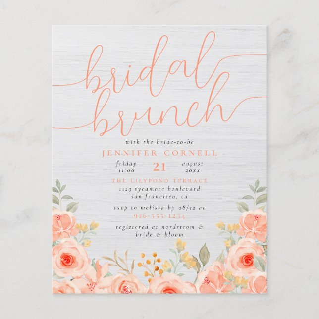 Lámina Brunch de novias de presupuesto | Rosas magníficos (Anverso)