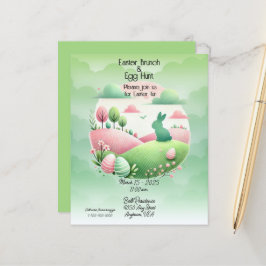 Lámina Brunch de Pascua y caza de huevos rosa y verde