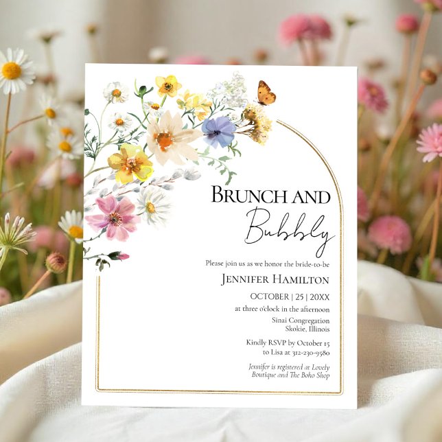 Lámina Brunch y Bubbly | Boho Bridal Shower Invitation (Subido por el creador)