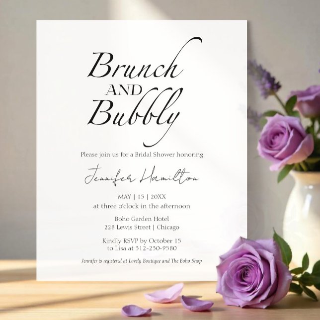 Lámina Brunch y Bubbly | Ducha de novia negra y blanca (Subido por el creador)