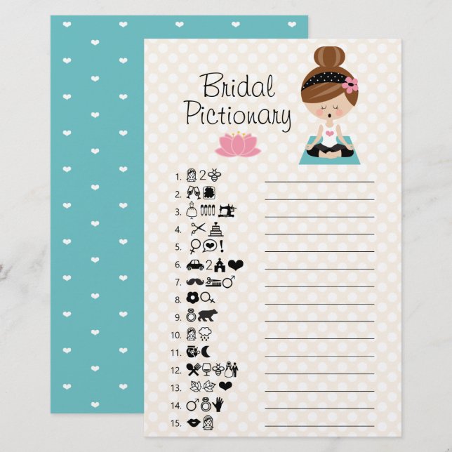 Lámina Brunette Yoga Bridal Shower Picking Juego (Anverso / Reverso)