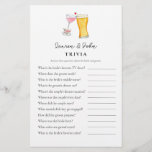 Lámina Bubbles y juegos de Brew Couple's Shower Trivia<br><div class="desc">Bubbles & Brew temática Bridal / parejas ducha Trivia juego con acuarela ilustracion de champán y cerveza. ...  Personaliza la parte posterior de la tarjeta con el nombre de la pareja y la fecha de ducha.</div>