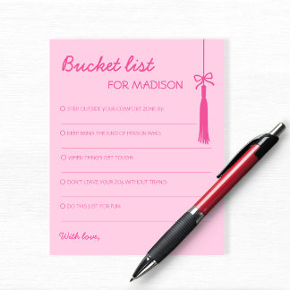 Lámina Bucket List Pink Advice Grad Activity Graduation