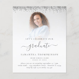 Lámina Budget 2023 Grad Photo Silver Glitter Invitation