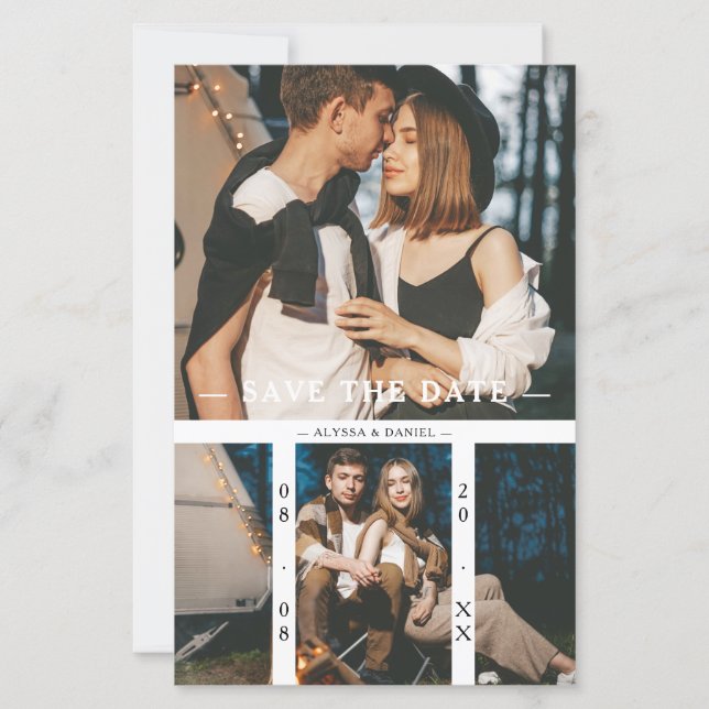 Lámina Budget 2 Photos Chic Collage Wedding Minimalist (Anverso)