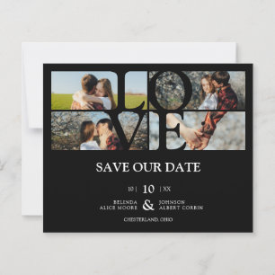 Lámina Budget 4 Photos Black Chic Trendy Collage Wedding 