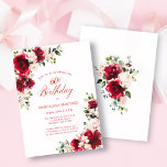 Lámina BUDGET 60th Birthday Red Pink Rose Invitation<br><div class="desc">Elegant red roses and pink peonies decorate a traditional floral design. Classic calligraphy denotes the milestone birthday. Invitation is easy to personalize. It is part of the Red Rose and Pink Peony collection that contains professionally designed invitation templates, welcome signs, thank you notes and party decorations. Create a cohesive party...</div>