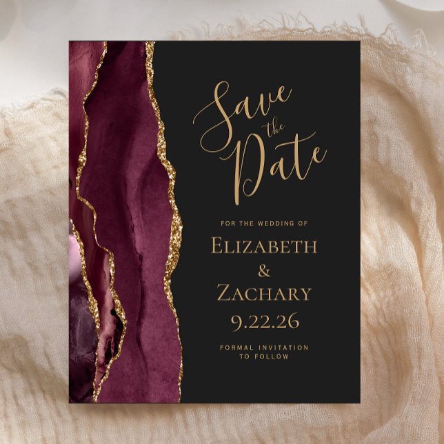 Lámina Budget Agate Burgundy Gold Dark Save the Date (Subido por el creador)