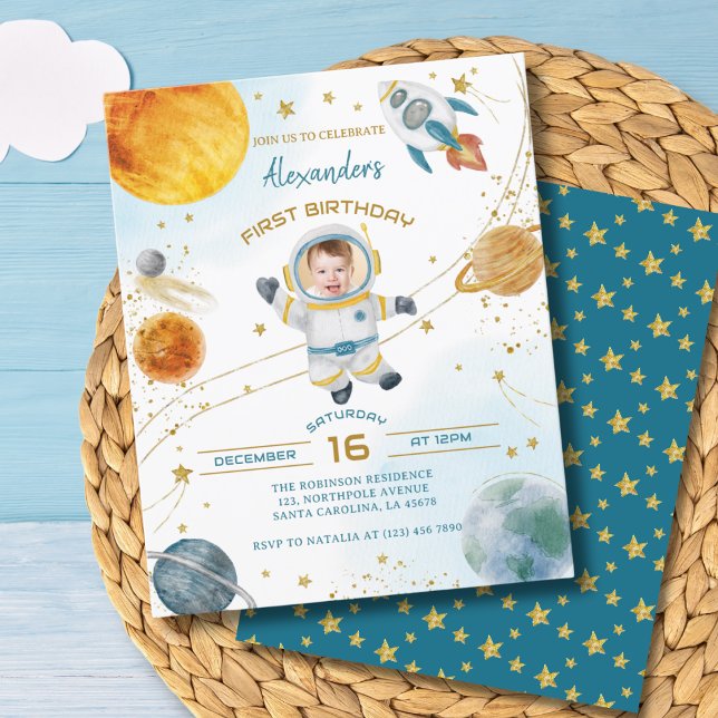 Lámina Budget Astronaut Boy Space 1st Birthday Photo (Subido por el creador)