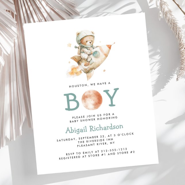 Lámina Budget Astronaut Teddy Bear Boy Baby Shower (Subido por el creador)