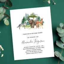 Budget baby shower woodland forest animals bear