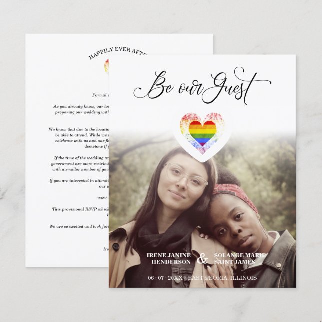 Lámina Budget Be our Guest Quote Pride Rainbow Heart LGBT (Anverso / Reverso)