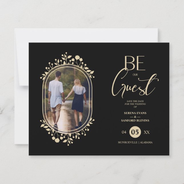 Lámina Budget Be our Guest Wedding Floral Frame Photo (Anverso)