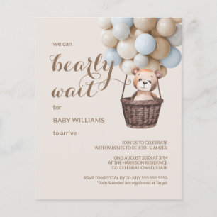 Lámina Budget Bearly Wait Teddy Balloons Boy Baby Shower