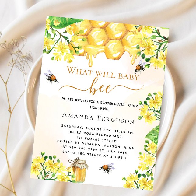 Lámina Budget Bee Baby shower yellow floral invitation (Subido por el creador)