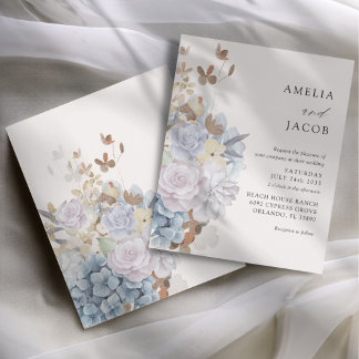 Lámina Budget Beige Floral Watercolor Wedding