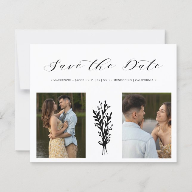 Lámina Budget Black 2 Photos Collage Wedding Branches (Anverso)