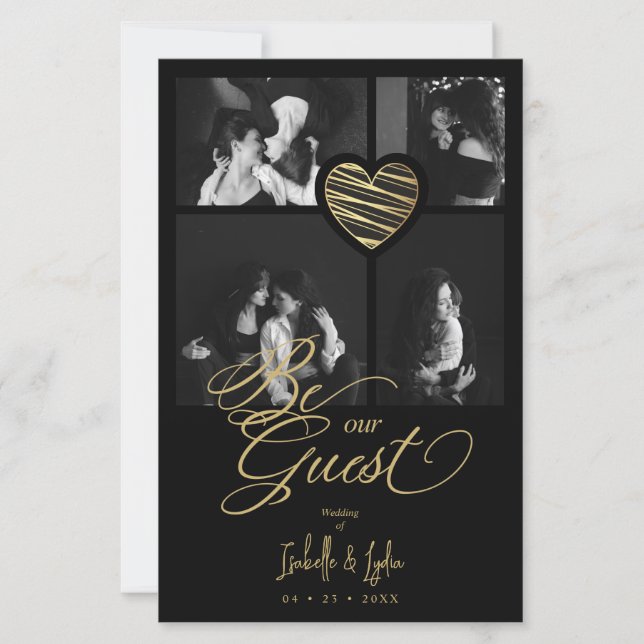 Lámina Budget Black Fake Golden Luxury Heart 4 photos (Anverso)