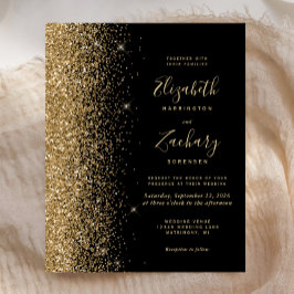 Lámina Budget Black Gold Faux Glitter Wedding Invitation