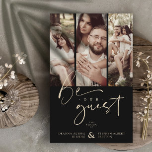 Lámina Budget Black Trendy Collage Wedding 3 Photos