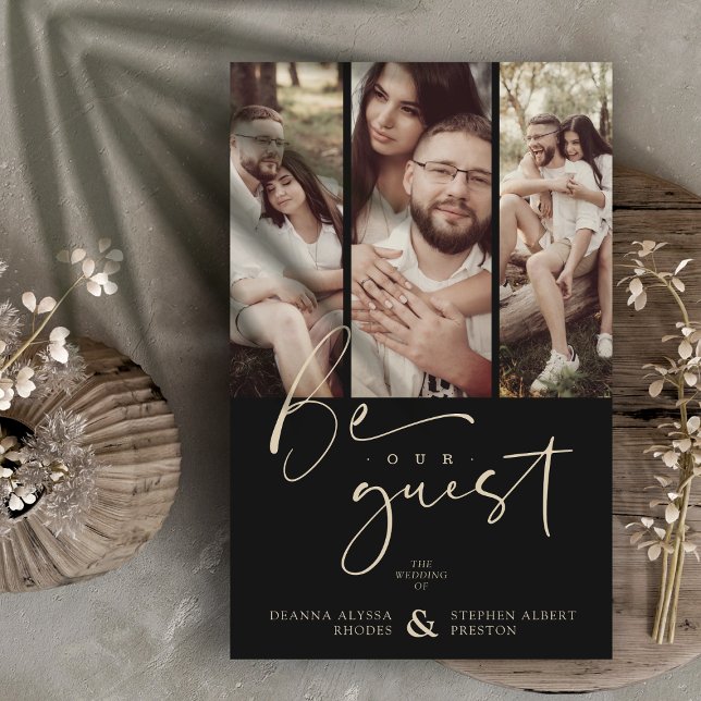 Lámina Budget Black Trendy Collage Wedding 3 Photos (Subido por el creador)