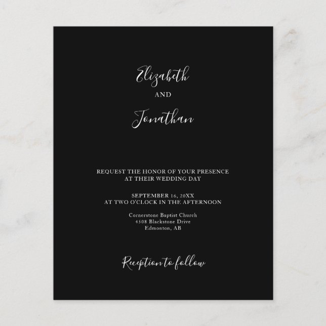 Lámina Budget Black Wedding Modern Chic Minimalist Simple (Anverso)