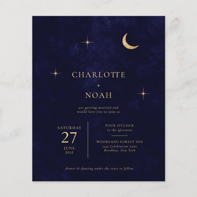 Lámina BUDGET Blue Celestial Gold Moon Star Photo Boda (Anverso)