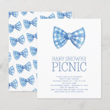 Budget Blue Gingham Bow Tie Baby Shower Picnic