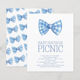 Lámina Budget Blue Gingham Bow Tie Baby Shower Picnic