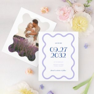 Lámina BUDGET Blue Lavender Wave Scallop Boda fotográfico