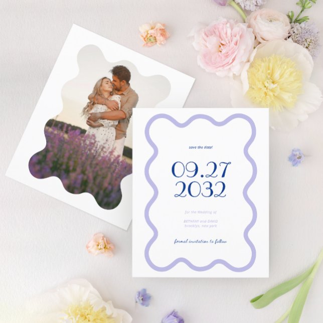 Lámina BUDGET Blue Lavender Wave Scallop Boda fotográfico (Subido por el creador)