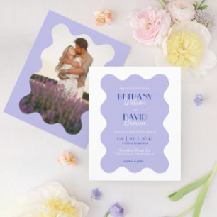 Lámina BUDGET Blue Lavender Wave Scallop Boda fotográfico