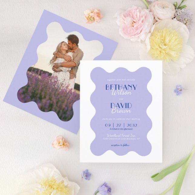 Lámina BUDGET Blue Lavender Wave Scallop Boda fotográfico (Subido por el creador)