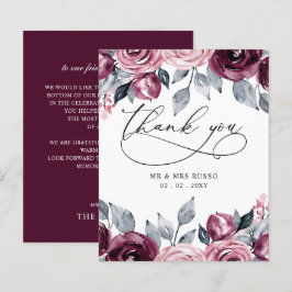 Lámina Budget Blush Burgundy Wedding Thank You Card